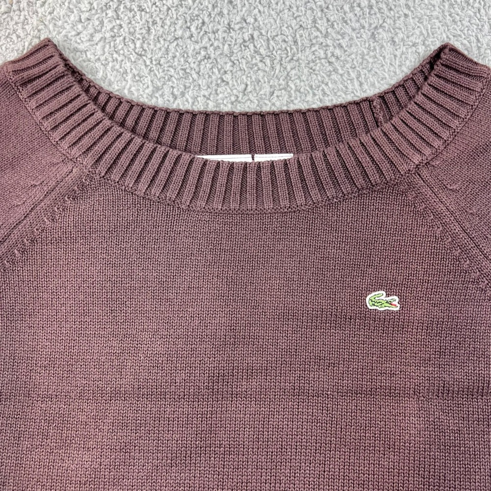 Lacoste Brown Cotton Croc Logo Long‎ Sleeve Sweater Women Size M(US) / 8(EU) NWT - Picture 3 of 9